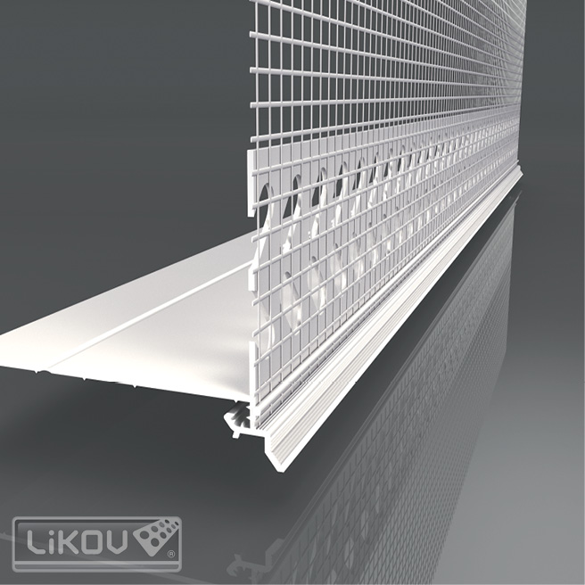 Sokkelprofiel Vario PVC met druiprand en net - 2m - breedte: 110 tot 150mm