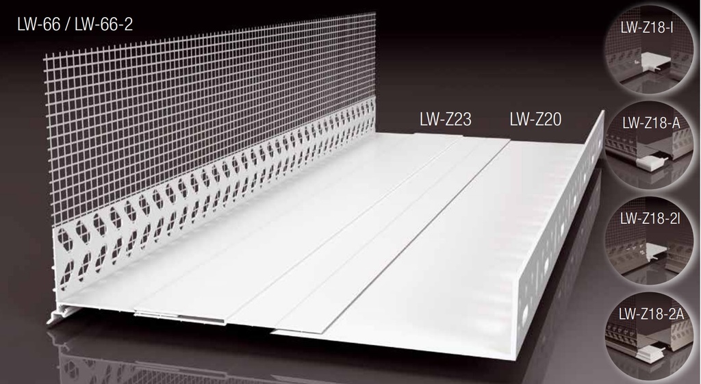 Sokkelprofiel Vario PVC met druiprand en net - 2m - breedte: 110 tot 150mm