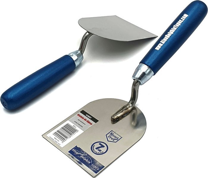 Truelle de plâtrage - manche en bois - acier inoxydable - 80 mm