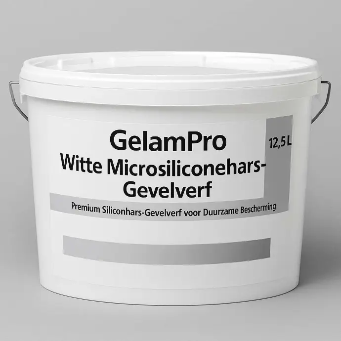 GelamPro Microsiliconehars Gevelverf | Witte, Waterafstotende & Elastische Premium Gevelverf voor Stenen Muren, Sierpleisters & Spuitkurk - WIT - 12,5L
