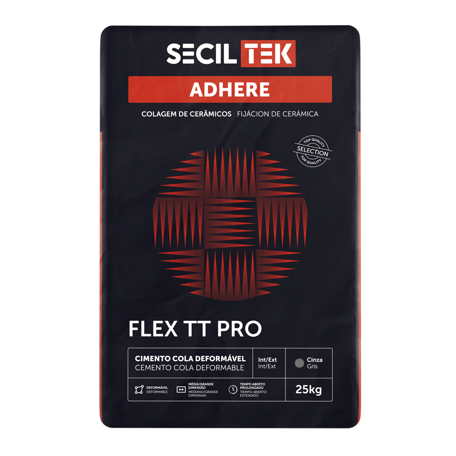 Seciltek Adhere Flex TT Pro – Colle à carrelage déformable pour grands carreaux de céramique - C2 TE S1 - 25 kg (60)