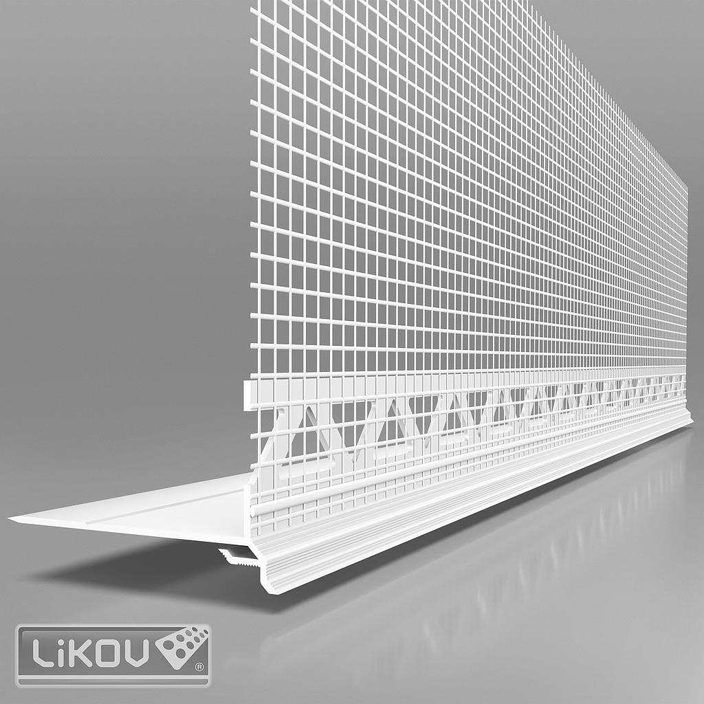 Profil de Finition de Socle avec Goutte d’Eau & Treillis – Kit PVC 6mm | 80mm x 2m