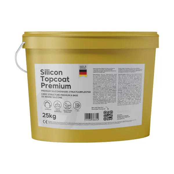 GelamPro Silicon Topcoat PREMIUM – Enduit de finition gratté et crépi texturé à la résine de silicone, 1,5 mm, pour extérieur (24) - 25 kg