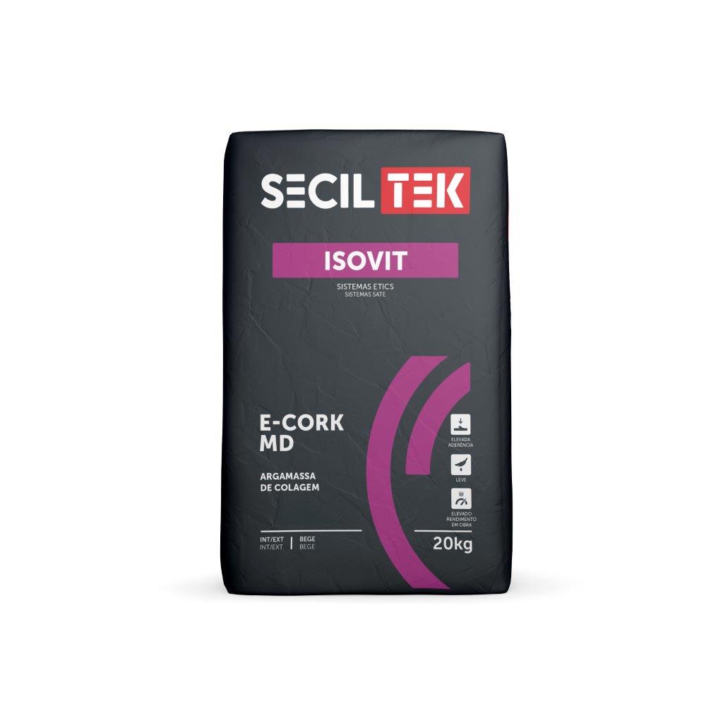 SecilTek Isovit E-CORK MD - Mortier-colle pour liège décoratif MDFacade - 20kg (60)