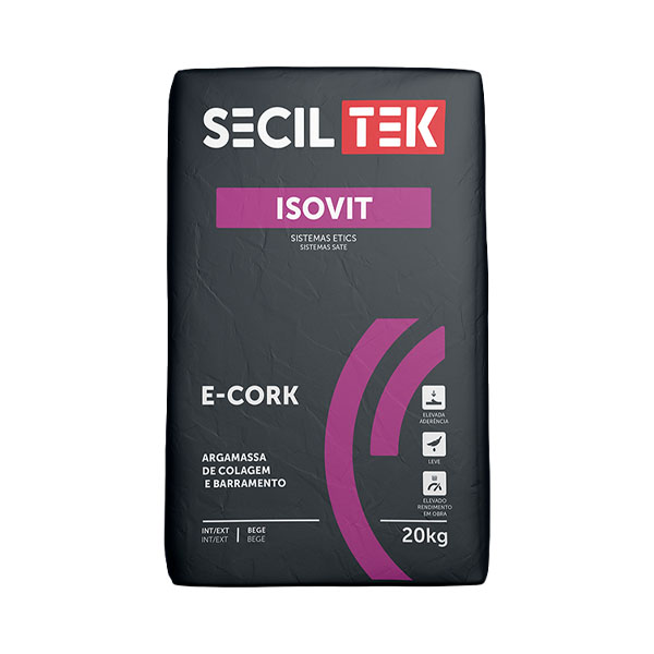 Seciltek Isovit E-CORK MD - mortier colle pour MDFacade liège décoratif - 20kg (60)